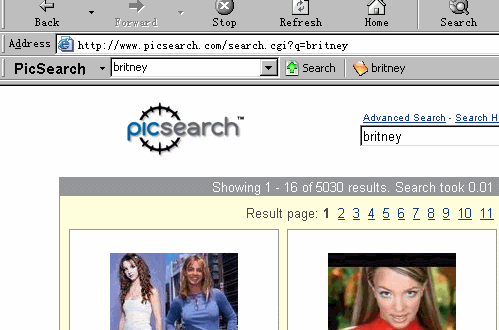 Screenshot of PicSearch Bar